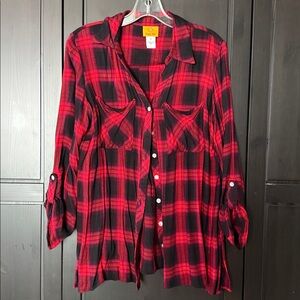 Ruby Rd. Red and Black Plaid Shirt